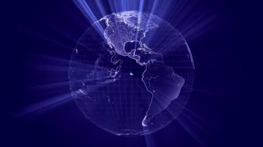 Dünya ve dış uzay, ışık ışınları - 3D 4k animasyon. Bu görüntünün elementleri NASA tarafından desteklenmektedir