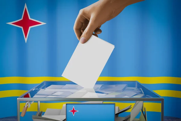 Флаг Арубы Вручение Избирательного Бюллетеня Ящик Голосование Избирательная Концепция Иллюстрация — стоковое фото