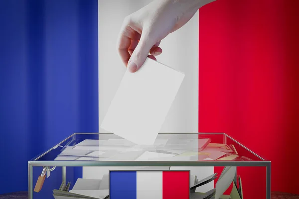 Flaga Francji Karty Głosowania Głosowanie Koncepcja Wyborów Ilustracja — Zdjęcie stockowe