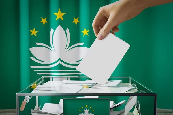Flaga Makau Karta Głosowania Głosowanie Koncepcja Wyborów Ilustracja — Zdjęcie stockowe