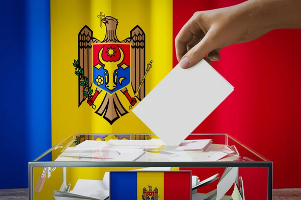 Flaga Mołdawii Karta Głosowania Głosowanie Koncepcja Wyborów Ilustracja — Zdjęcie stockowe