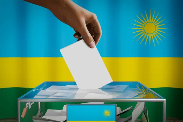 Flaga Rwandy Karta Głosowania Głosowanie Koncepcja Wyborów Ilustracja — Zdjęcie stockowe