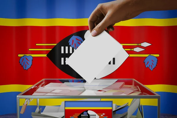 Flaga Eswatini Karta Głosowania Głosowanie Koncepcja Wyborów Ilustracja — Zdjęcie stockowe
