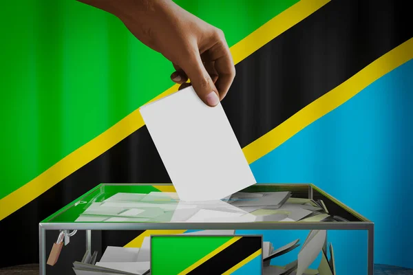 Flaga Tanzanii Karta Głosowania Głosowanie Koncepcja Wyborów Ilustracja — Zdjęcie stockowe