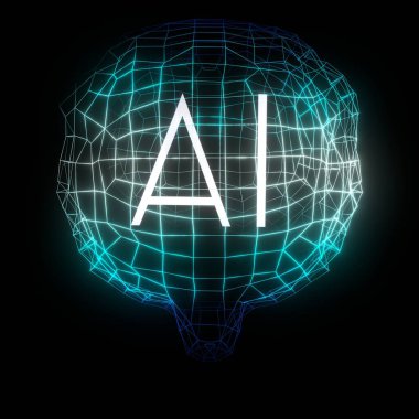 Yapay zeka kavramı - Geometrik insan beyni - 3 boyutlu illüstrasyon