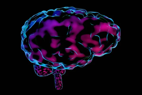 Людський Мозок Ізольований Чорному Тлі Ілюстрація — стокове фото