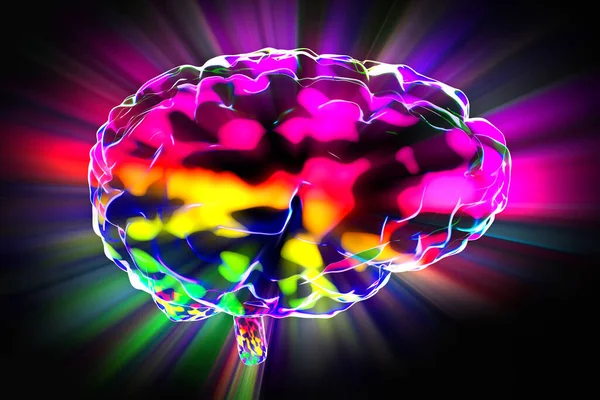 Человеческий Мозг Световые Лучи Иллюстрация — стоковое фото