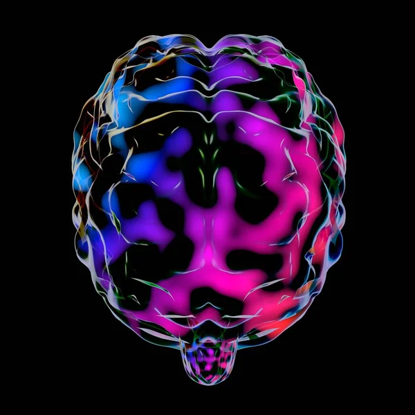 Ludzki Mózg Odizolowany Czarnym Tle Ilustracja — Zdjęcie stockowe