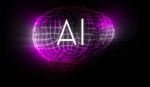 Concetto Intelligenza Artificiale Cervello Umano Geometrico Illustrazione — Foto Stock