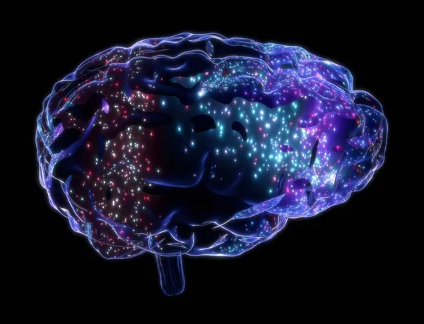 Людський Мозок Ізольований Чорному Тлі Ілюстрація — стокове фото