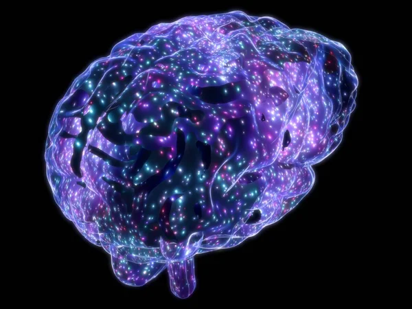 Человеческий Мозг Изолирован Черном Фоне Иллюстрация — стоковое фото