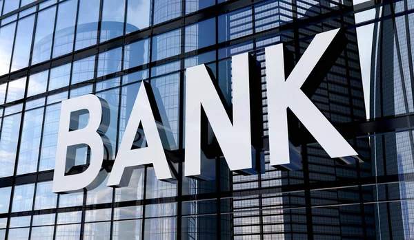 Banco Concepto Tipográfico Signo Edificio Vidrio Ilustración — Foto de Stock