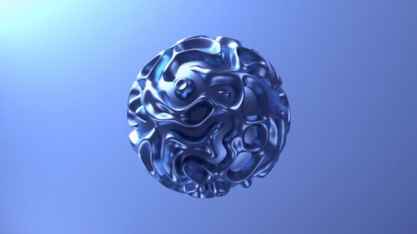 Morphing Geometrical Ball Isolated Blue Background Animation 3840 2160 — Stock Video