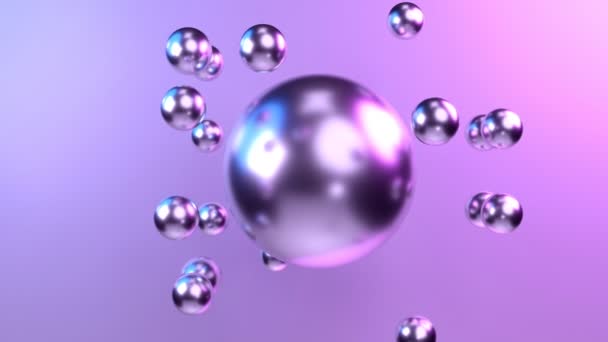 Morphing Metal Balls Isolated Violet Background Animation 3840 2160 — Stock Video