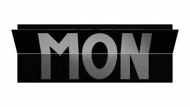 Takvim değişimi haftanın kısaltması Pazar 'dan Cumartesi' ye 3D 4k animasyon (3840x2160 px).