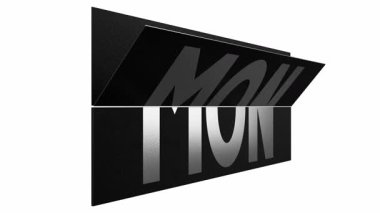 Takvim değişimi haftanın kısaltması Pazar 'dan Cumartesi' ye 3D 4k animasyon (3840x2160 px).