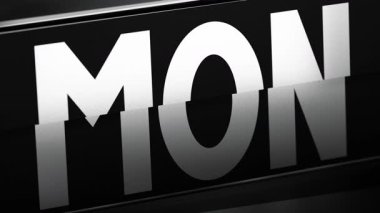 Takvim değişimi haftanın kısaltması Pazar 'dan Cumartesi' ye 3D 4k animasyon (3840x2160 px).