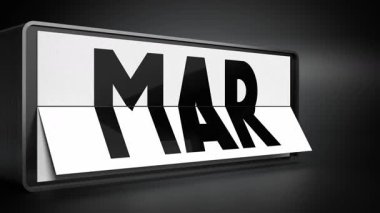 Dönen takvim Ocak 'tan Aralık' a kadar kısaltılmış ayları değiştiriyor - 3840x2160 px).