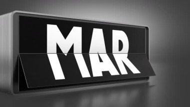 Dönen siyah takvim Ocak 'tan Aralık' a kadar olan ayların kısaltılmışı - 3840x2160 px).