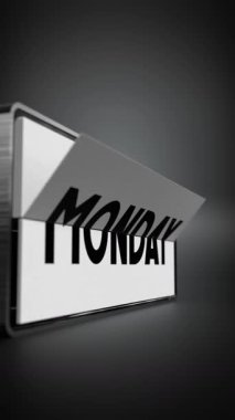 Seçici odak ile haftanın günlerini Pazar 'dan Cumartesi' ye değiştirmek - 3D 4k dikey animasyon (2160 x 3840 px)