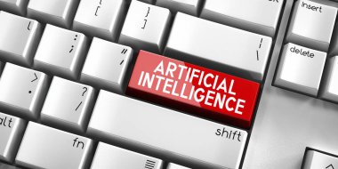 Yapay zeka - bilgisayar klavyesi - 3D illüstrasyon