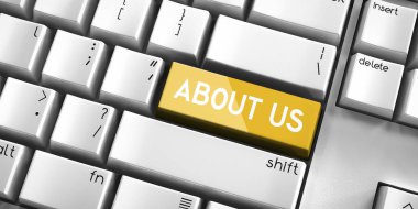 Bizim hakkımızda - bilgisayar klavyesi - 3D illüstrasyon