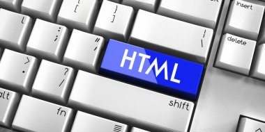 HTML - bilgisayar klavyesi - 3B illüstrasyon