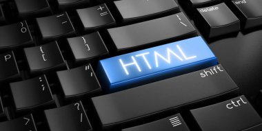 HTML - bilgisayar klavyesi - 3B illüstrasyon