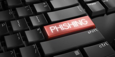 Phishing - bilgisayar klavyesi - 3B illüstrasyon