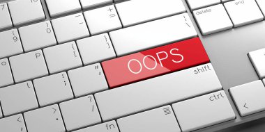 Oops - modern bilgisayar klavyesi - 3B illüstrasyon