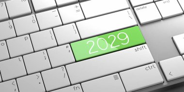 2029 - modern bilgisayar klavyesi - 3D illüstrasyon