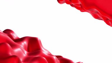 Beyaz arkaplanlı köşelerde soyut eğimli kırmızı dalga deseni - 3840 x 2160 px).