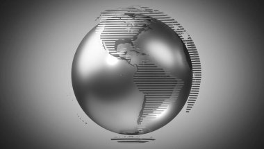 Geometrik dünya haritası, Amerika tarafı - 3 boyutlu illüstrasyon