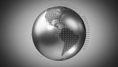 Noktalı geometrik dünya haritası, Amerika tarafı - 3 boyutlu illüstrasyon