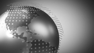 Noktalı geometrik dünya haritası, Amerika tarafı - 3 boyutlu illüstrasyon