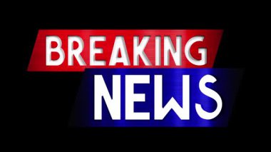 Flaş haber işareti siyah arkaplanda izole edildi - 3D 4k animasyon (3840 x 2160 px).