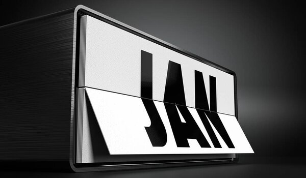 Январь - календарь - 3D иллюстрация