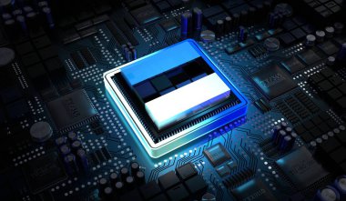 Estonya bayrağına sahip bilgisayar işlemcisi - 3D illüstrasyon