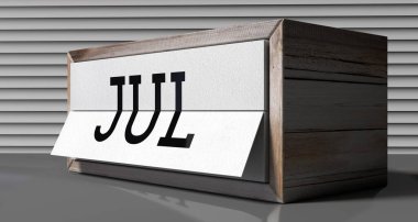 Temmuz - masa takvimi - 3D illüstrasyon