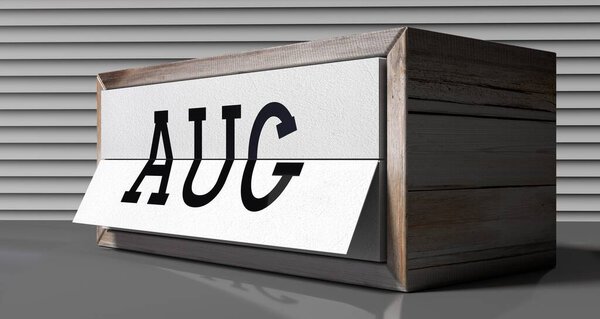 Август - календарь - 3D иллюстрация