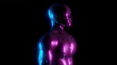 İnsan modeli hologram - insan vücudu anatomisi - 3D 4k animasyon (3840 x 2160 px)