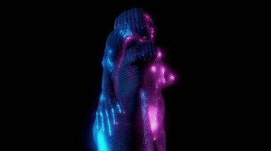 Kadın model hologram - insan anatomisi - 3D 4k animasyon (3840 x 2160 px)