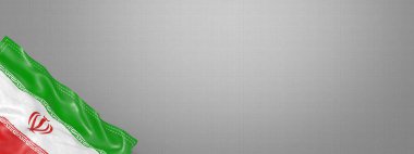 İran - ulusal bayrak ve gradyan arkaplan - yatay afiş biçimi - 3D illüstrasyon