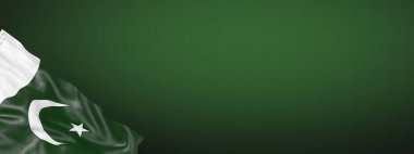 Pakistan - ulusal bayrak ve gradyan arkaplan - yatay afiş biçimi - 3D illüstrasyon