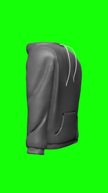 Koyu gri kapüşonlu döner - yeşil arka planda izole - 3D animasyon