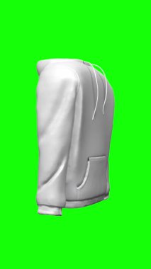 Açık gri kapüşonlu döner - yeşil arka planda izole - 3D animasyon