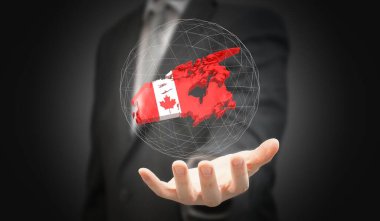 Kanada - ülke biçimi ve bayrak - 3D illüstrasyon