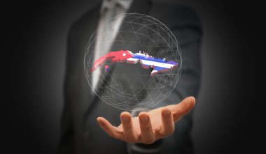 Küba - ülke biçimi ve bayrak - 3D illüstrasyon