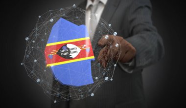 Eswatini - ülke biçimi ve bayrak - 3D illüstrasyon