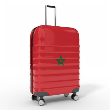 Fas - bavulda ulusal bayrak - 3D illüstrasyon